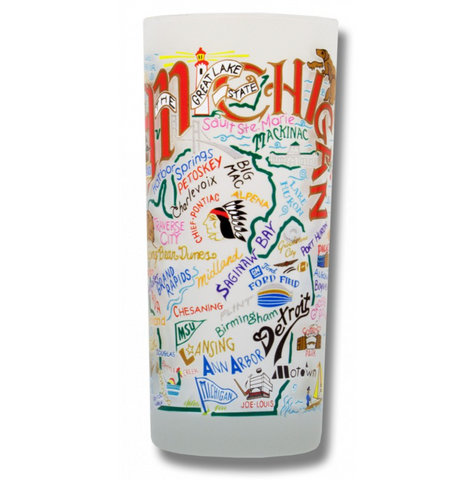State of Michigan Frosted Glass Tumbler State of Michigan Frosted Glass Tumbler