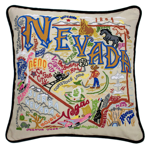 State of Nevada Hand-Embroidered Pillow State of Nevada Hand-Embroidered Pillow