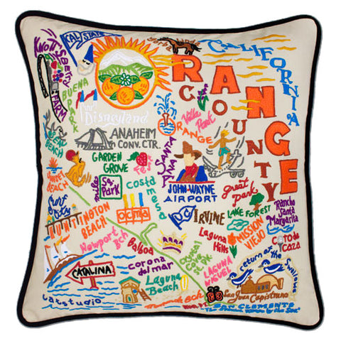 Orange County Hand-Embroidered Pillow Orange County Hand-Embroidered Pillow