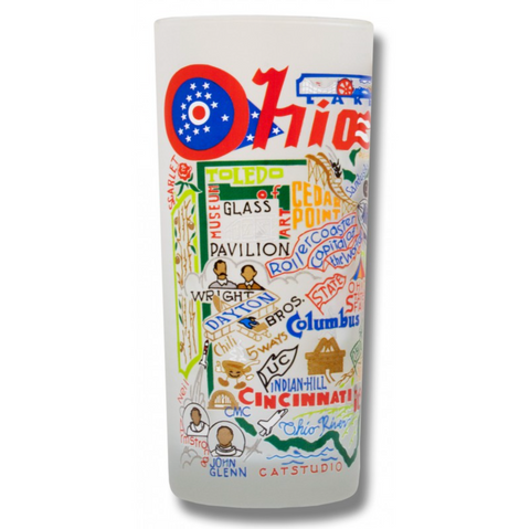 State of Ohio Frosted Glass Tumbler State of Ohio Frosted Glass Tumbler