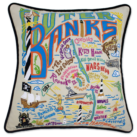 Outer Banks Hand-Embroidered Pillow Outer Banks Hand-Embroidered Pillow