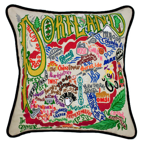 Portland Hand-Embroidered Pillow Portland Hand-Embroidered Pillow