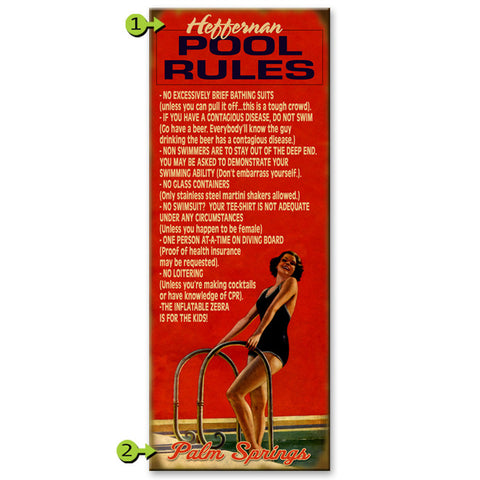 Pool Rules (Gal) Custom Sign
