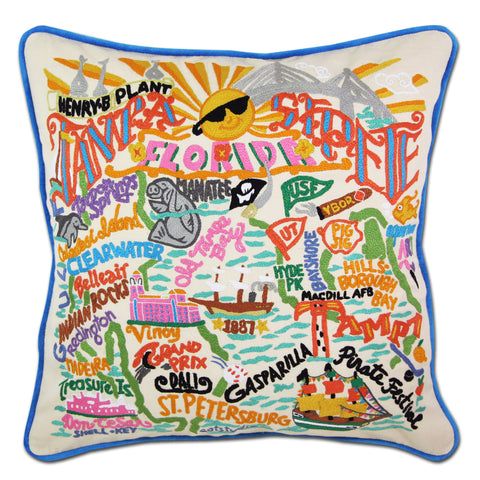 Tampa - St. Pete Hand-Embroidered Pillow Tampa - St. Pete Hand-Embroidered Pillow