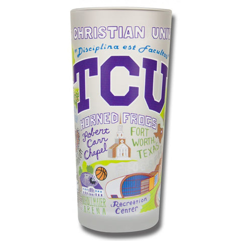 Texas Christian University Collegiate Frosted Glass Tumbler Texas Christian University Collegiate Frosted Glass Tumbler