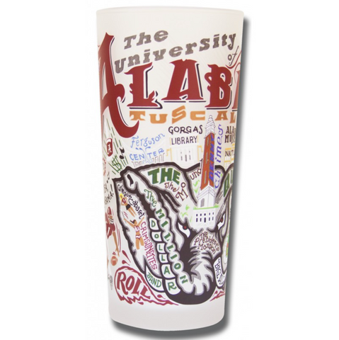 University of Alabama Collegiate Frosted Glass Tumbler University of Alabama Collegiate Frosted Glass Tumbler