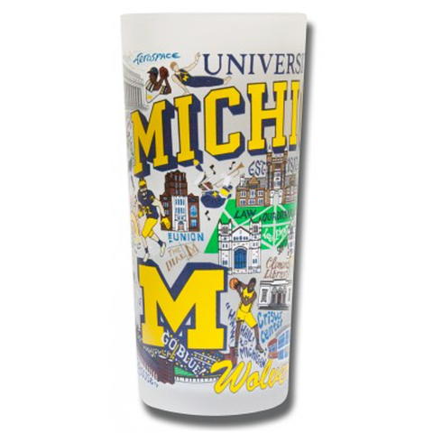 University of Michigan Collegiate Frosted Glass Tumbler University of Michigan Collegiate Frosted Glass Tumbler