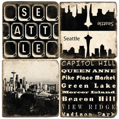 Seattle B&W Drink Coasters Seattle B&W Drink Coasters