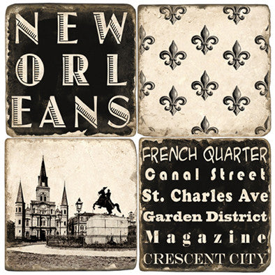 New Orleans B&W Drink Coasters New Orleans B&W Drink Coasters
