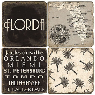 Florida B&W Drink Coasters Florida B&W Drink Coasters