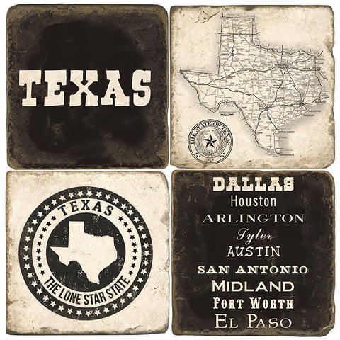 Texas B&W Drink Coasters Texas B&W Drink Coasters