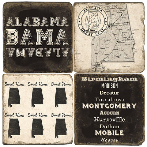 Alabama B&W Drink Coasters Alabama B&W Drink Coasters