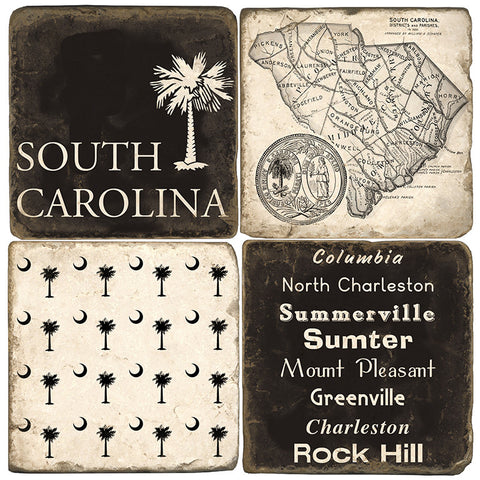 South Caroline B&W Drink Coasters South Caroline B&W Drink Coasters