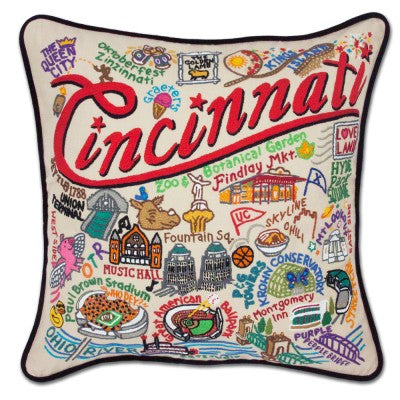 Cincinnati Hand-Embroidered Pillow Cincinnati Hand-Embroidered Pillow