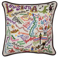 State of Louisiana Hand-Embroidered Pillow State of Louisiana Hand-Embroidered Pillow