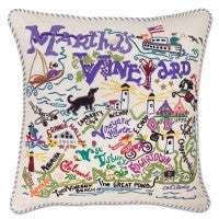 Martha's Vineyard Hand-Embroidered Pillow Martha's Vineyard Hand-Embroidered Pillow