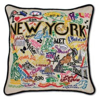 New York City Hand-Embroidered Pillow