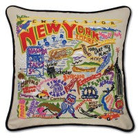 State of New York Hand-Embroidered Pillow State of New York Hand-Embroidered Pillow
