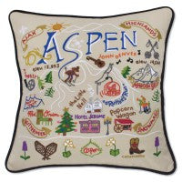 Ski Aspen Hand-Embroidered Pillow Ski Aspen Hand-Embroidered Pillow
