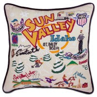Sun Valley Hand-Embroidered Pillow Sun Valley Hand-Embroidered Pillow