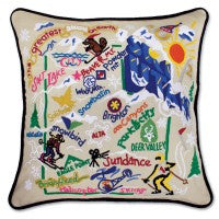 Ski Utah Hand-Embroidered Pillow Ski Utah Hand-Embroidered Pillow