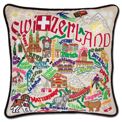 Switzerland Hand-Embroidered Pillow Switzerland Hand-Embroidered Pillow