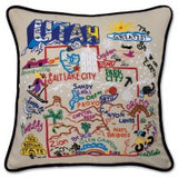 State of Utah Hand-Embroidered Pillow