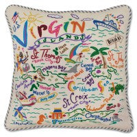 Virgin Islands Hand-Embroidered Pillow Virgin Islands Hand-Embroidered Pillow