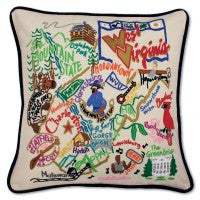 State of West Virginia Hand-Embroidered Pillow State of West Virginia Hand-Embroidered Pillow