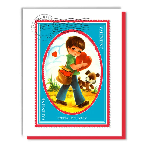 Special Delivery Boy Postage Valentine Card