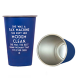 She Was a Fax Machine Pint Glass - Blue