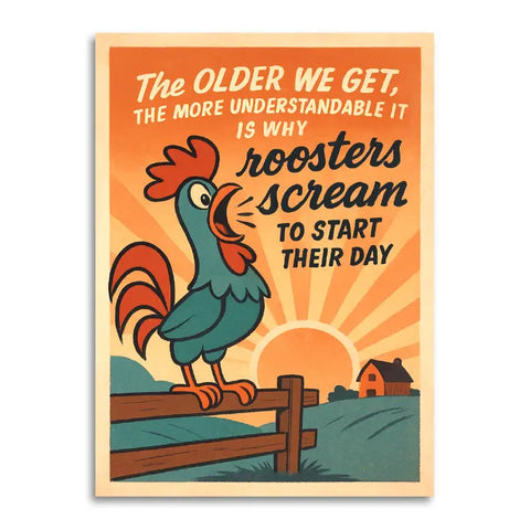 Rooster Screaming Birthday Card