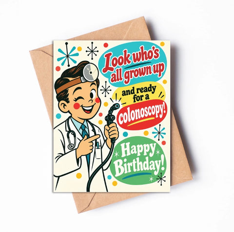 Cartoon Colonoscopy Card