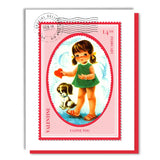 Love You Girl Postage Valentine Card
