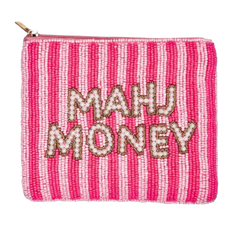 Mahj Money Coin Purse - Pink Striped