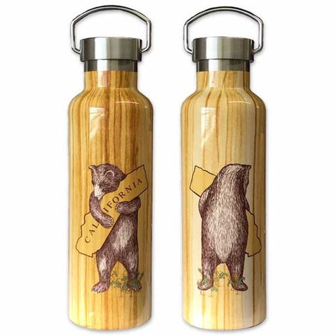 Bear Hugging, I Love You California Wood Grain Water Bottle