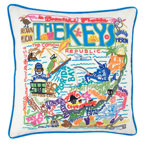 Florida Keys Hand-Embroidered Pillow