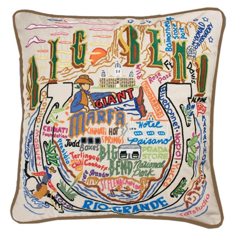 Big Bend Hand-Embroidered Pillow