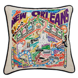New Orleans Hand-Embroidered Pillow