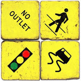 Caution Sign Drink Coasters
