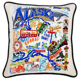 State of Alaska Hand-Embroidered Pillow