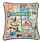 State of Delaware Hand-Embroidered Pillow