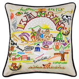 State of Kansas Hand-Embroidered Pillow