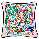 State of New Jersey Hand-Embroidered Pillow