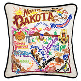 State of North Dakota Hand-Embroidered Pillow