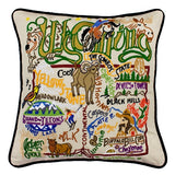 State of Wyoming Hand-Embroidered Pillow