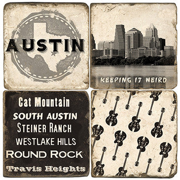 Austin B&W Drink Coasters