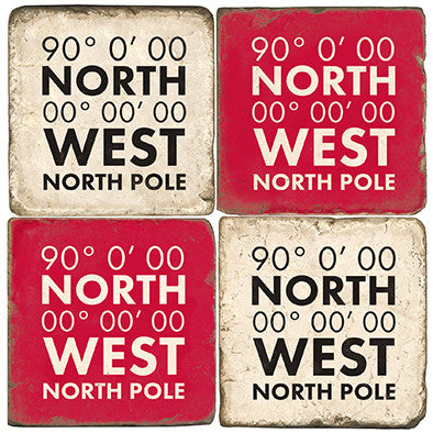North Pole Coordinates Drink Coasters