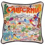 State of California Hand-Embroidered Pillow