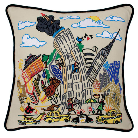 Empire State Hand-Embroidered Pillow